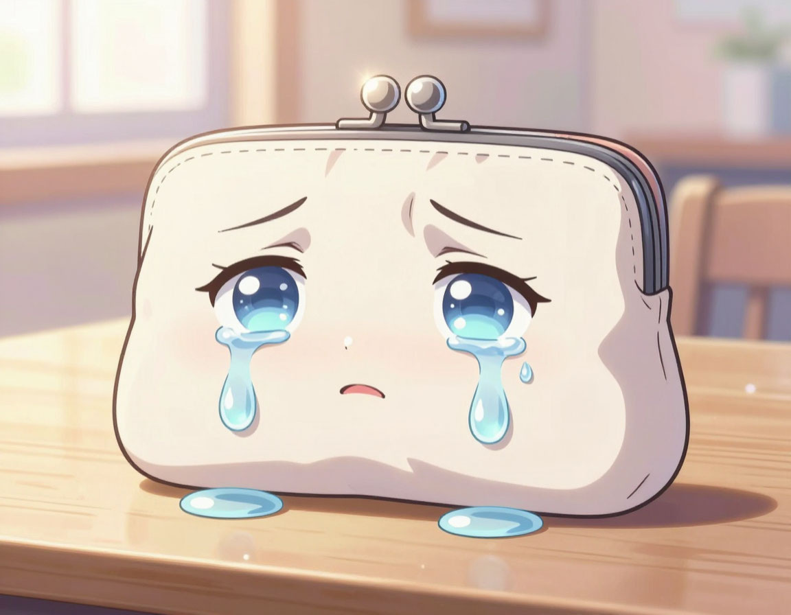 Кошелёк плачет. Создано при помощи ИИ.