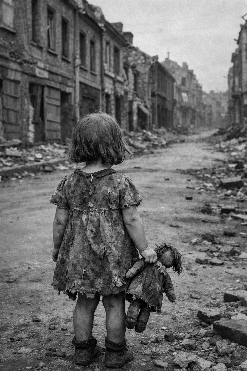 Изображение создано нейросетью для этого поста, носит иллюстративный характер. Целенаправленно не стала "рисовать" истощенного ребенка, хотя понимаю, что в то время таких справных деточек в Ленинграде не было💔