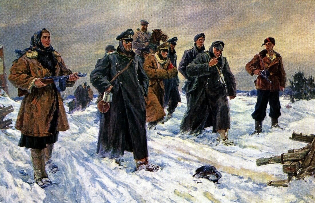     Анатолий Шибнев. Пленных ведут. 1947   
undefined