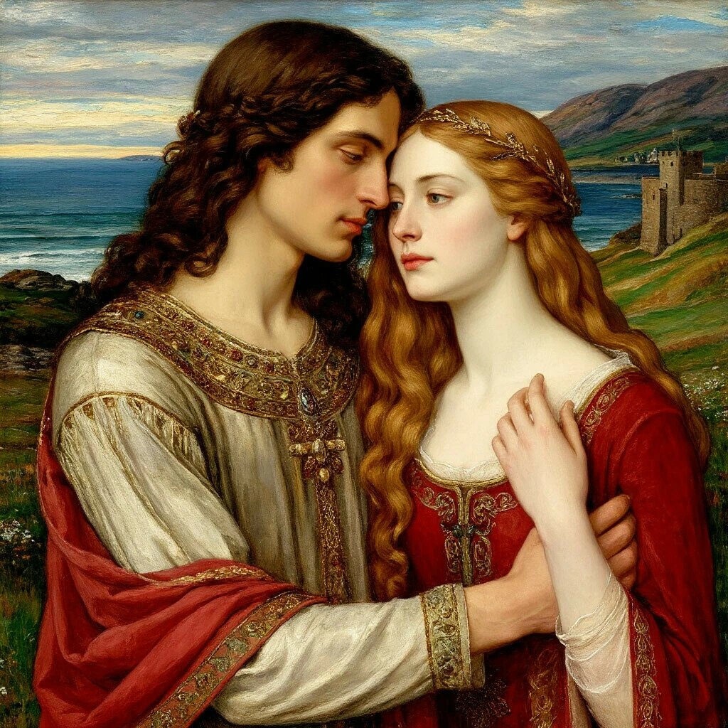 Тристан и Изольда. "...Легенду древнюю веками здесь шепчут долы о Тристане, и вторят о его любви, к Изольде, горные хребты...."  (иллюстрация из открытого источника Яндекс).