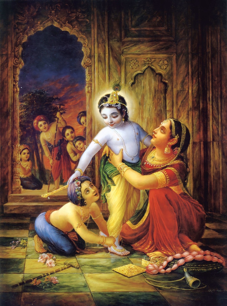 Кришна с мамой и другом