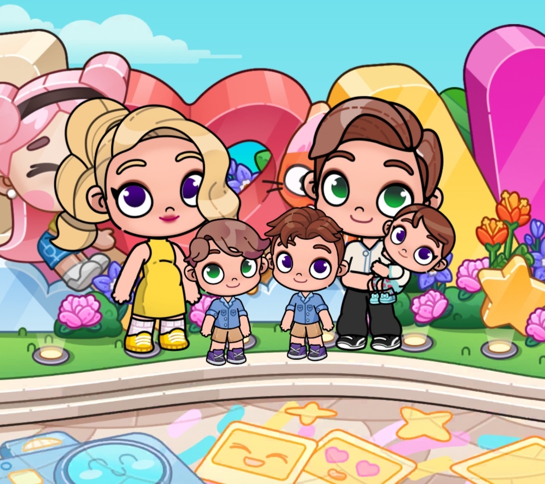 Мама: Ирина 30 лет. Папа: Павел 31 год. Близнецы: Артём и Арсений 7 лет. Дочь: Юлия 3 года. 