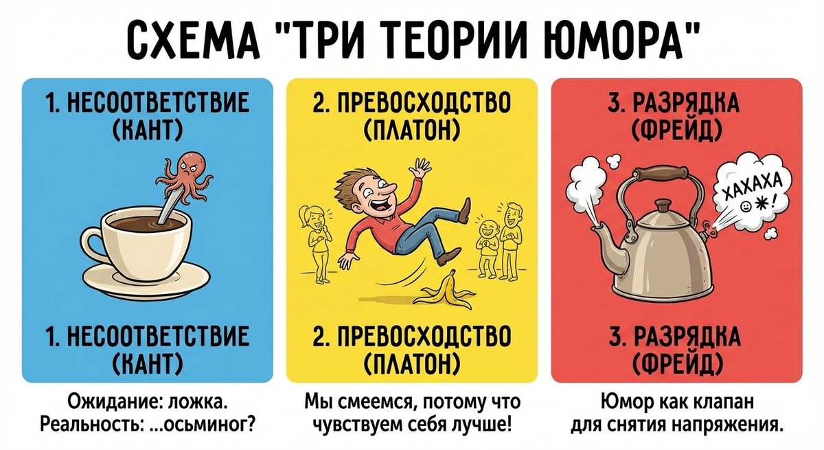 Три теории юмора (ссылаясь на философов)