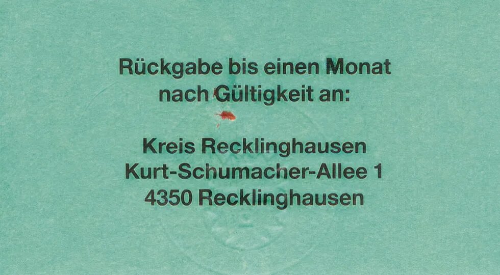 Район Реклингхаузен. 20 немецких марок (реверс)