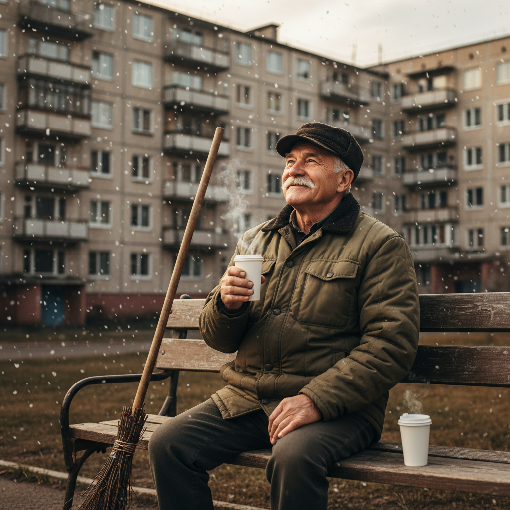 Он приходил каждое утро с метлой. Никто не знал, зачем. Но постепенно во дворе стало тише.