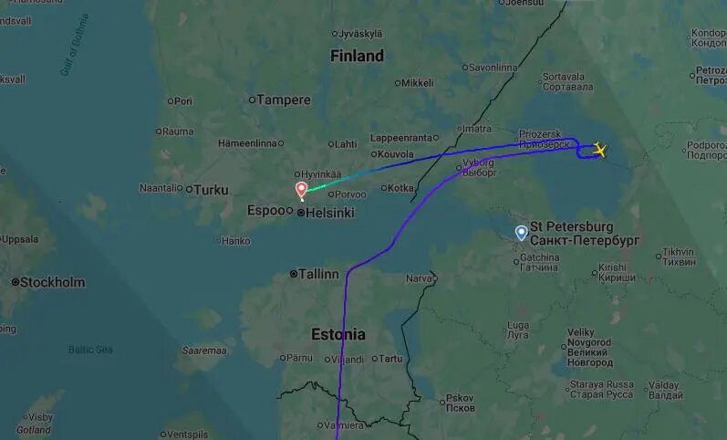    Фото: скрин сервиса «ФлайРадар 24»