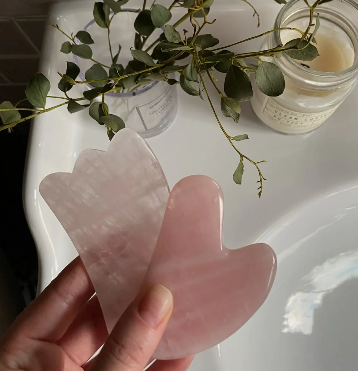 Скребок Гуаша Розовый Кварц