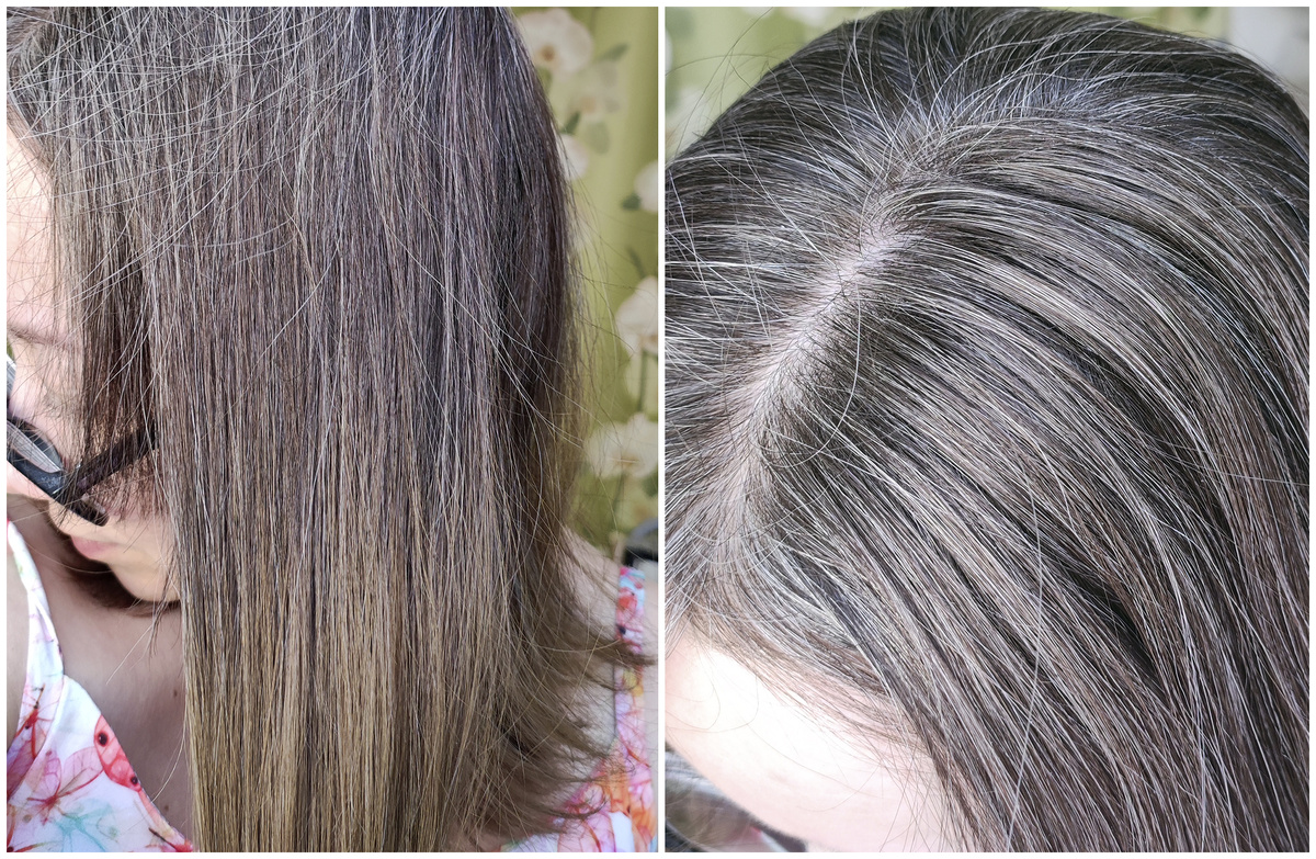 До тонирования маской Estel Secrets цвет-эксперт, в оттенке 7/1 