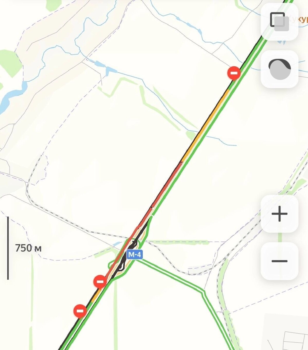    Пробки протяженностью в 10 км собрались на трассе М-4 «Дон» в Ростовской области   Яндекс / «Яндекс.Карты»