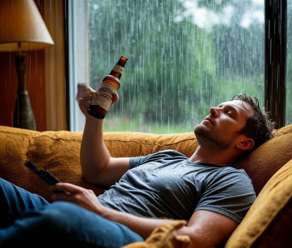 Слушает дождь... 