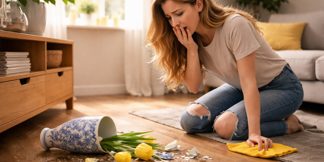 Решив сделать уборку перед приездом мужа из командировки, Кристина случайно уронила вазу...