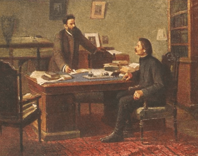 Художник И. С. Гомзиков «А. М. Горький у В. Г. Короленко» (1954)