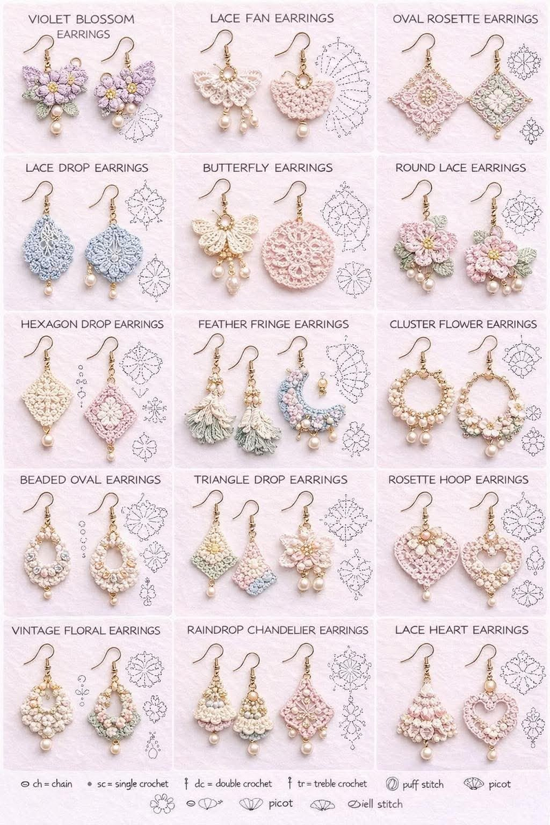 вязаные серьги крючком