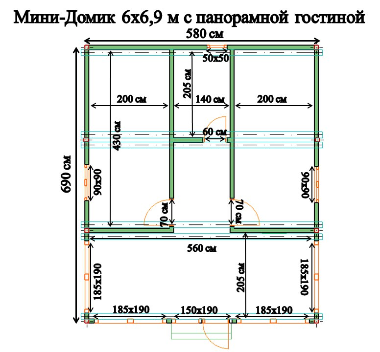 Планировка 6х6.9м