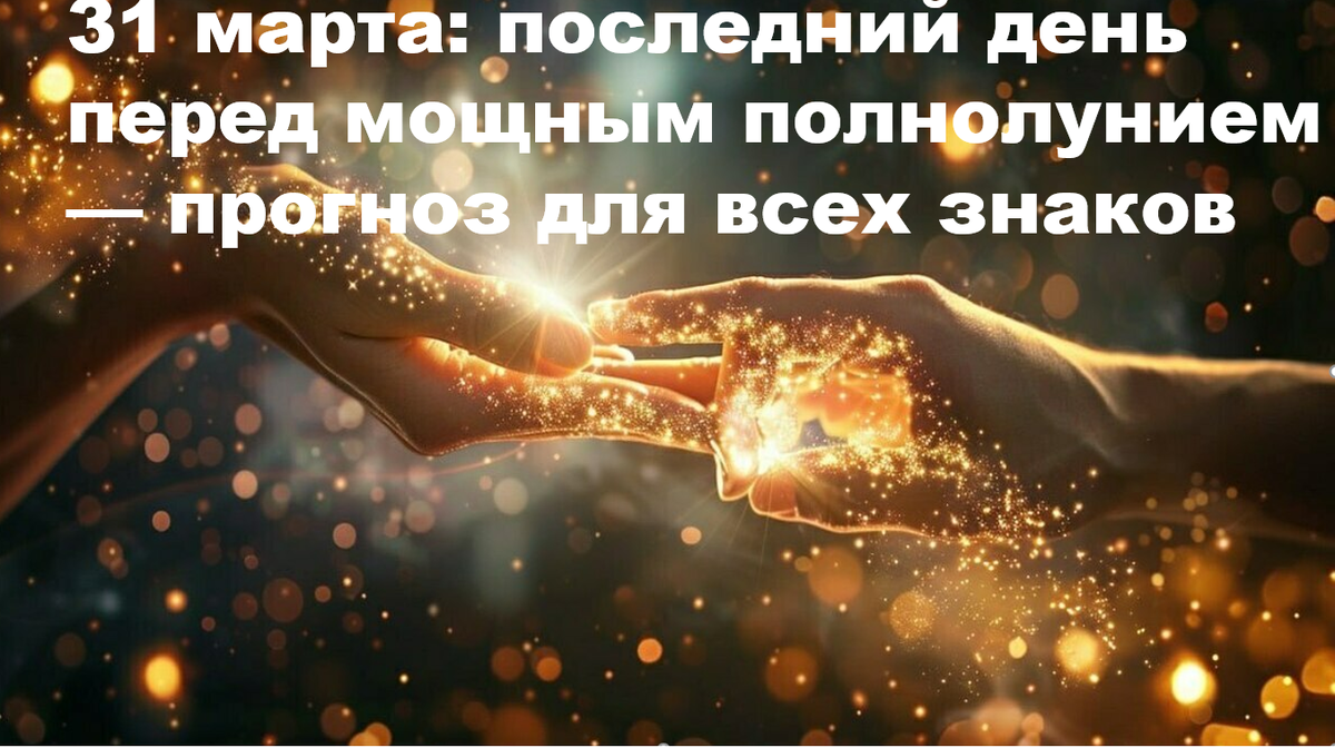 З1 марта последний день, чтобы завершить дела перед полнолунием. Завтра начинать новое будет уже поздно — полнолуние не любит стартов.