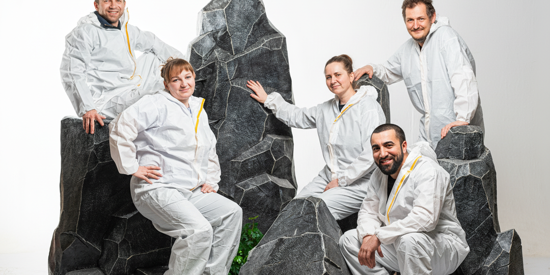 Декоративные камни из стеклопластика от скульптора до готового изделия