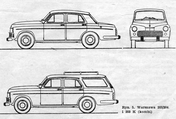 Warszawa 203 Kombi была переименована в 223 Kombi  в 1968 году из-за протеста Peugeot.
