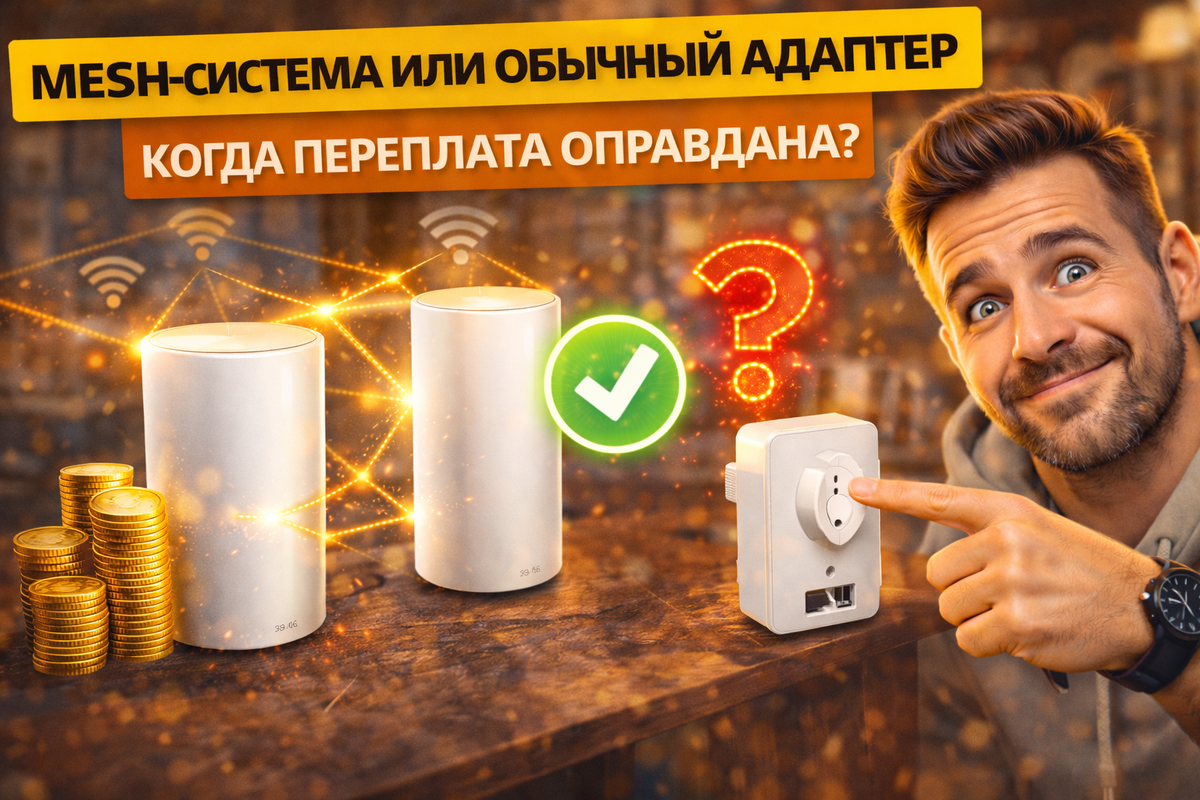 Mesh-система или простой адаптер: стоит ли переплачивать? Разбираем, когда расширенная сеть окупается, а когда хватит базового роутера для дома.