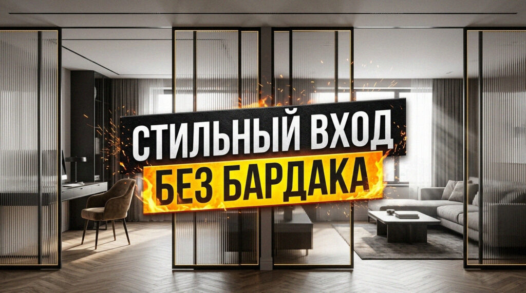    Пример использования легкой перегородки для отделения прихожей без потери визуального пространства. GarderobSystem