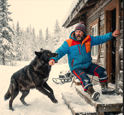 Черный волк притащил лесника к замерзающей подруге. Спустя зиму этот же хищник нашел человека на дне ледяного оврага