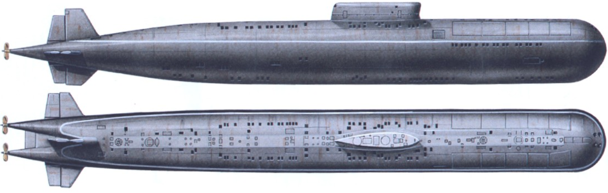 Схема внешнего вида АПЛ проекта 661