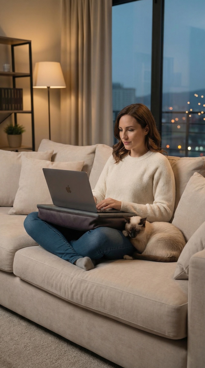 Подставка под ноутбук на мягкой подушке из нубука