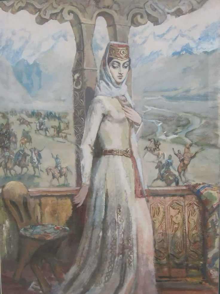 Красавица Агунда из осетинского эпоса. Художник Азанбек Джанаев, 1977