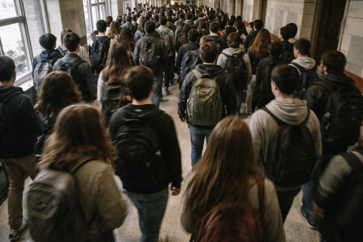 Перемещение в школьном коридоре.