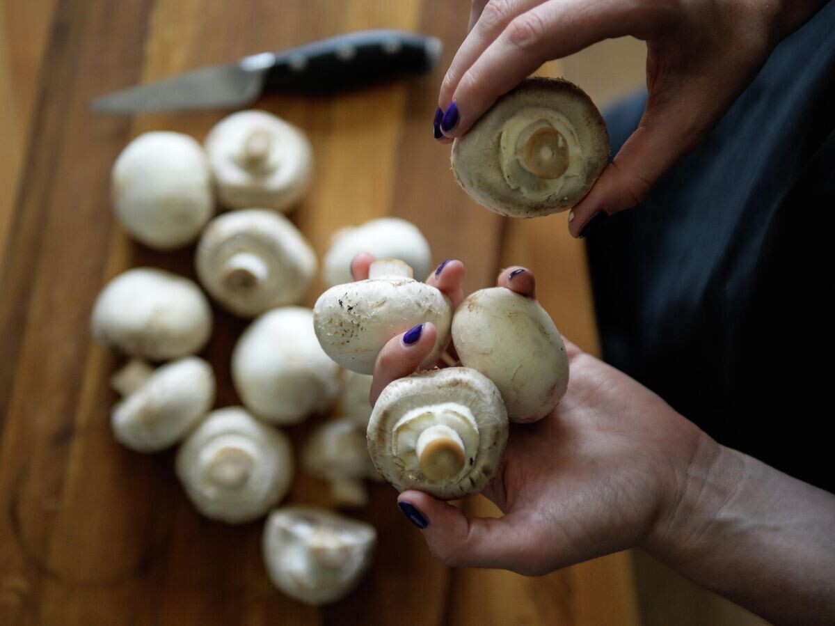    Свежие шампиньоны на разделочной доске | © РИА Новости / Александр Кряжев