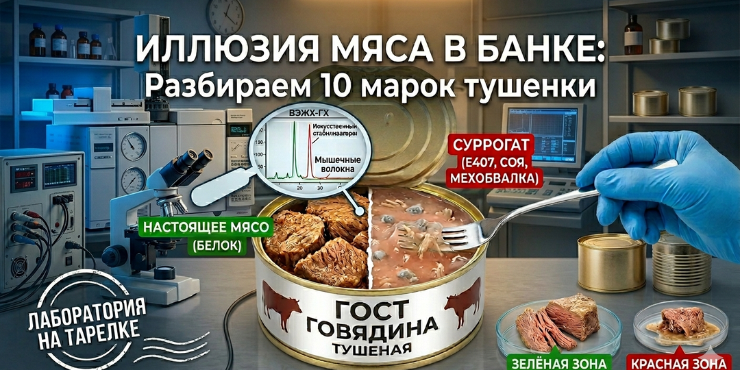 Иллюзия мяса: Лабораторный разбор 10 марок говяжьей тушенки масс-маркета