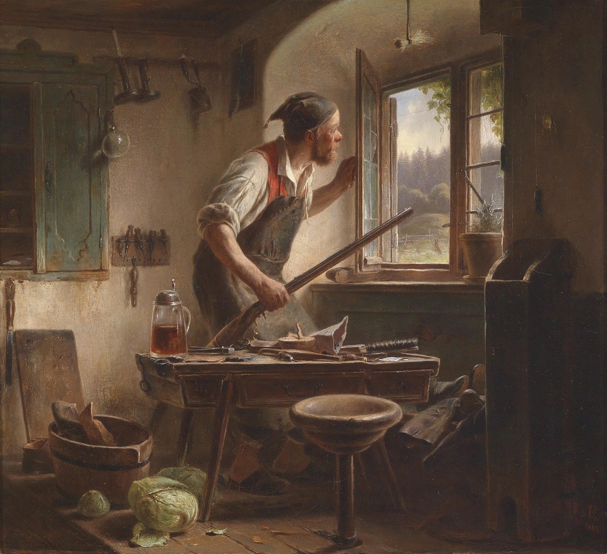 Карл фон Энхубер «Бдительный сапожник», 1861 год