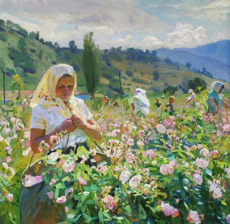 "Портрет бригадира крымского эфиромасличного совхоза В. Репичевой", 1961 год. Г. С. Мелихов