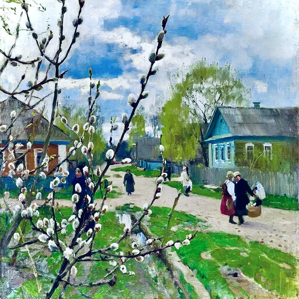 « Вербное воскресенье « - генерация автора  канала Таро Портал ( техника : холст / масло ). 