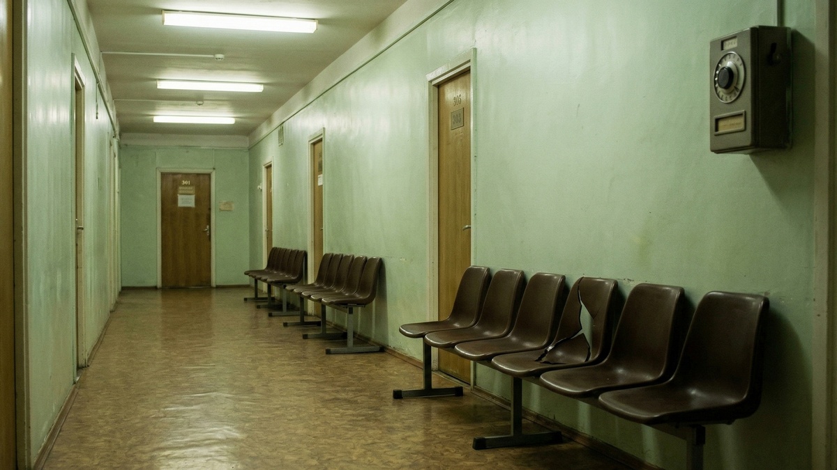 Третий этаж, поликлиника на Ленина. Хлорка и бахилы. Номерок Б-12.