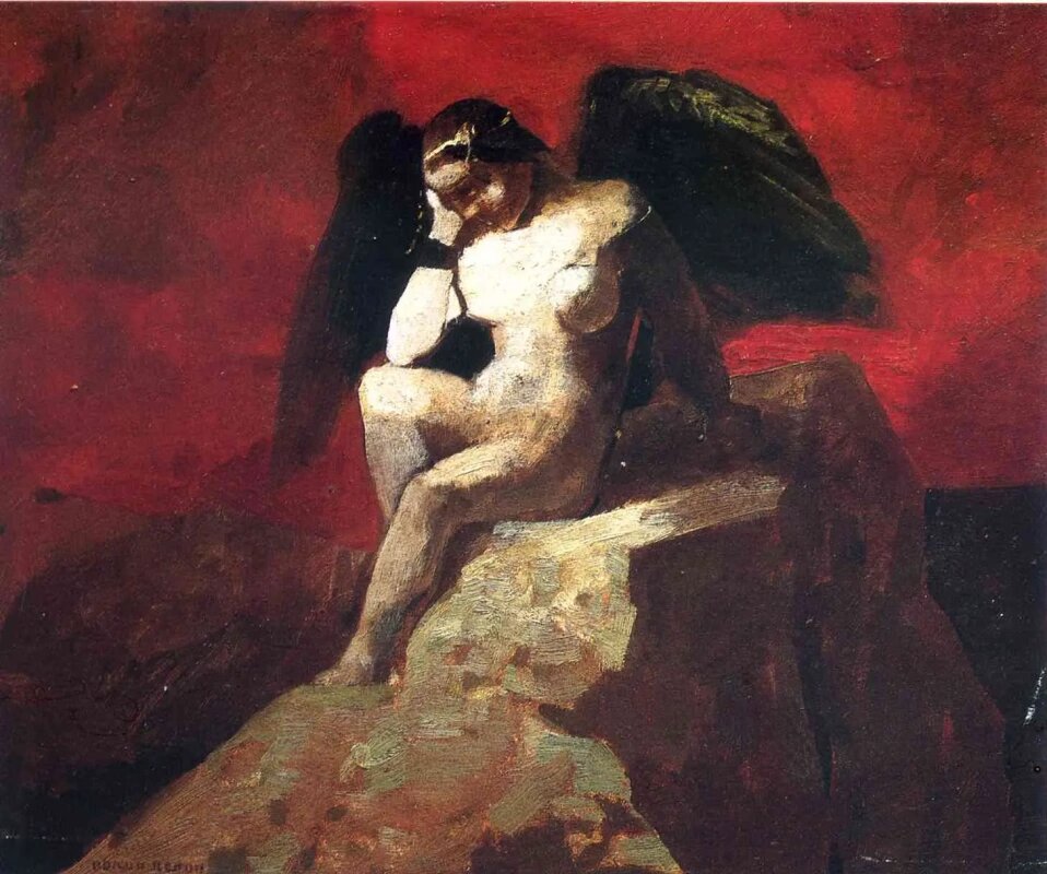 Одилон Редон. Ангел в цепях. 1875