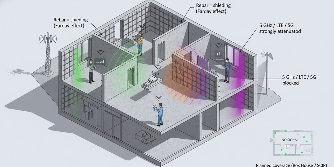Почему в монолитном доме Wi‑Fi пропадает за стеной