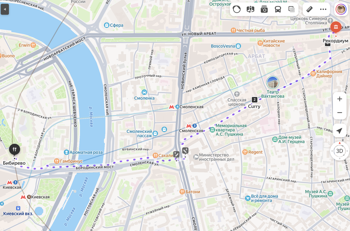 Весь маршрут (пешком без остановок - 30 минут)