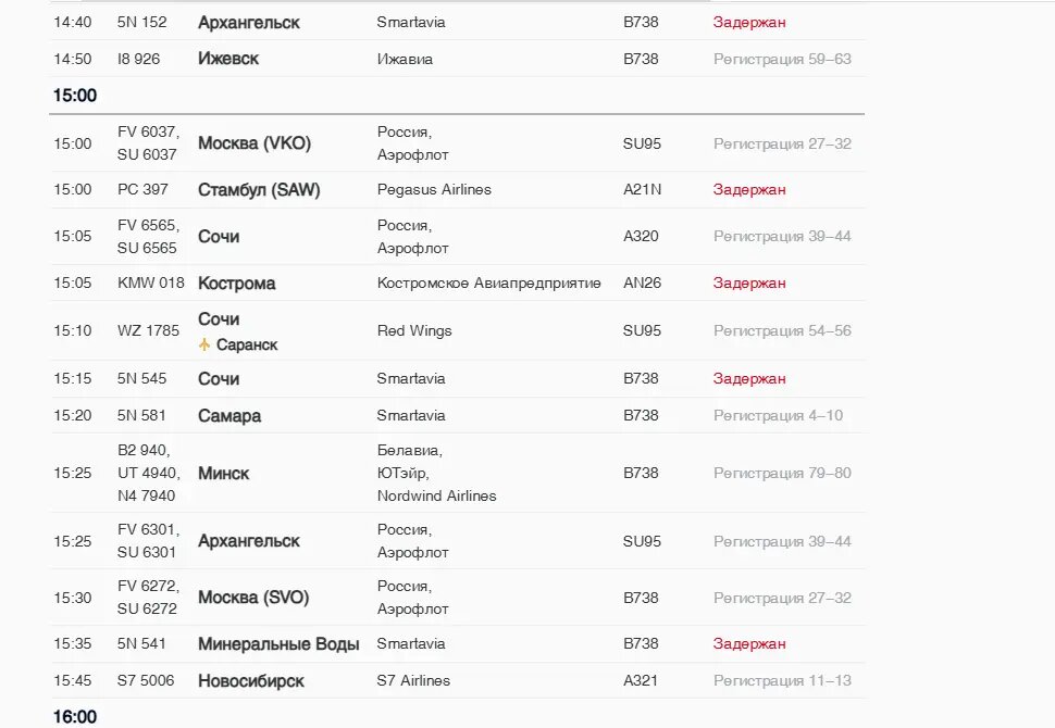    Фото: скриншот онлайн-табло аэропорта Пулково