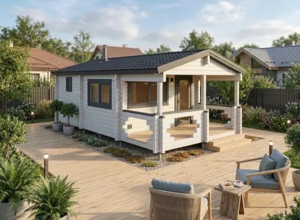 Баня на участке размером  6 на 4 метра 