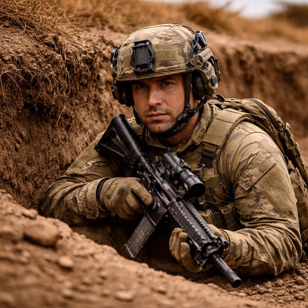 Это скрывает контуры фигуры. Вместо расплывчатого «человека с палкой» силуэт становится компактным, нечитаемым, сливается с фоном.