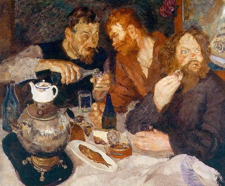     Борис Иогансон. Сговор у кулака. 1933-1934