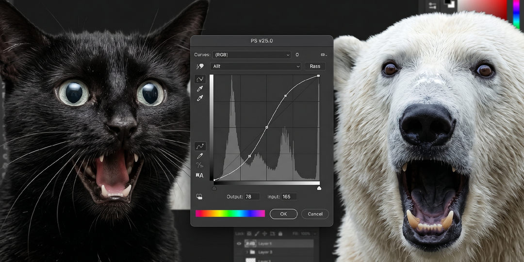 Кривые инструменты в Photoshop: тренируем цветокор на кошках и медведях