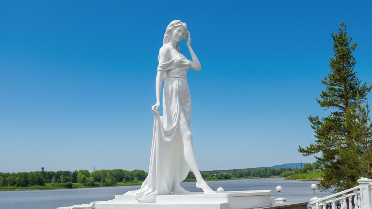 Статуя реке Турья на набережной Краснотурьинска
