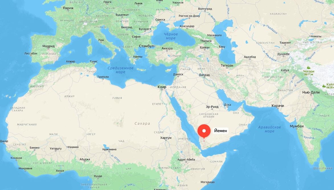 Йемен на карте