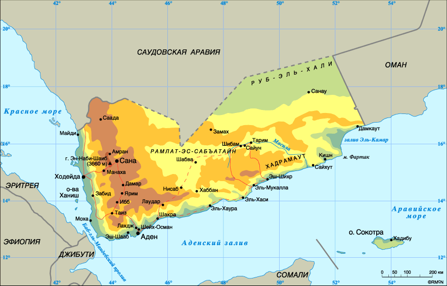 Йемен на карте