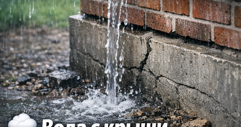🌧️ Вода с крыши у фундамента: почему именно она потом «вдруг» даёт сырой цоколь, трещины и просевшую отмостку