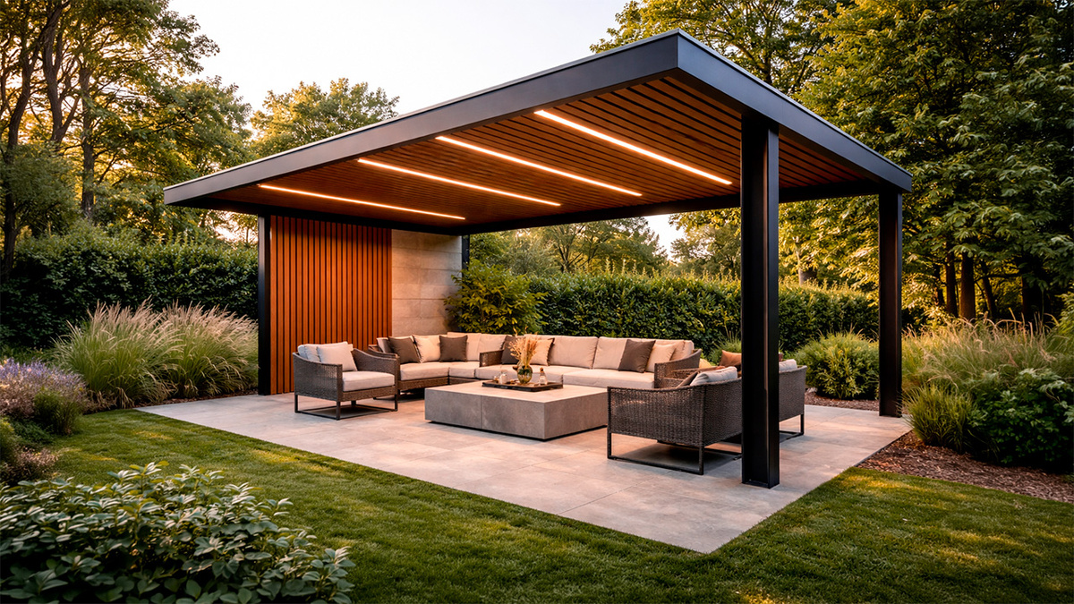 Современный навес своими руками на доче