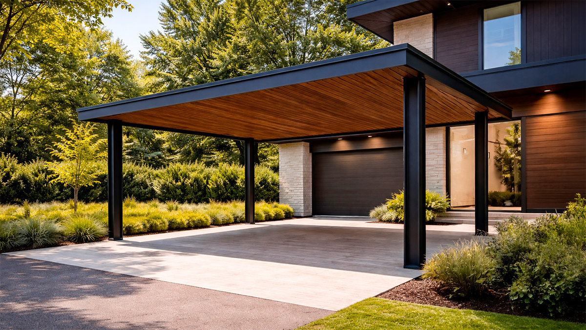 Навес к дому перед воротами