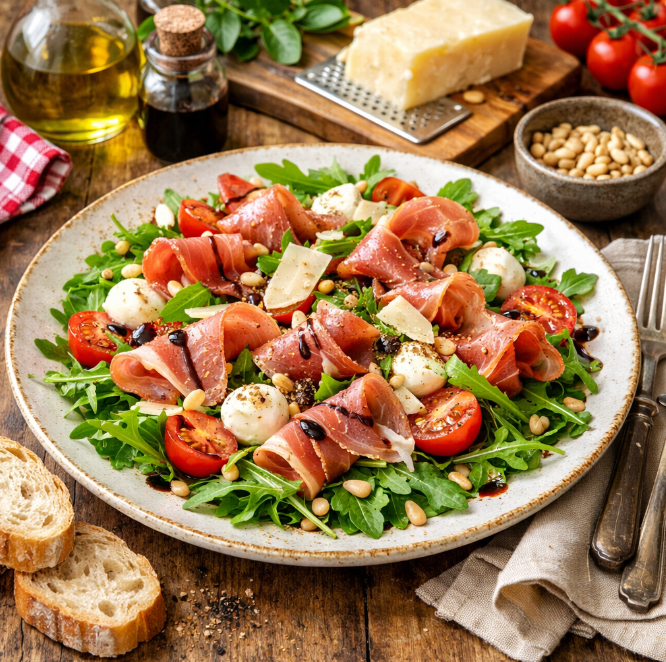 Итальянский салат с прошутто и рукколой рецепты от Дарики