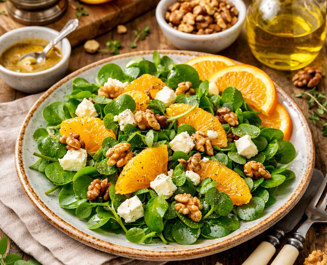 Салат с кресс-салатом и апельсином